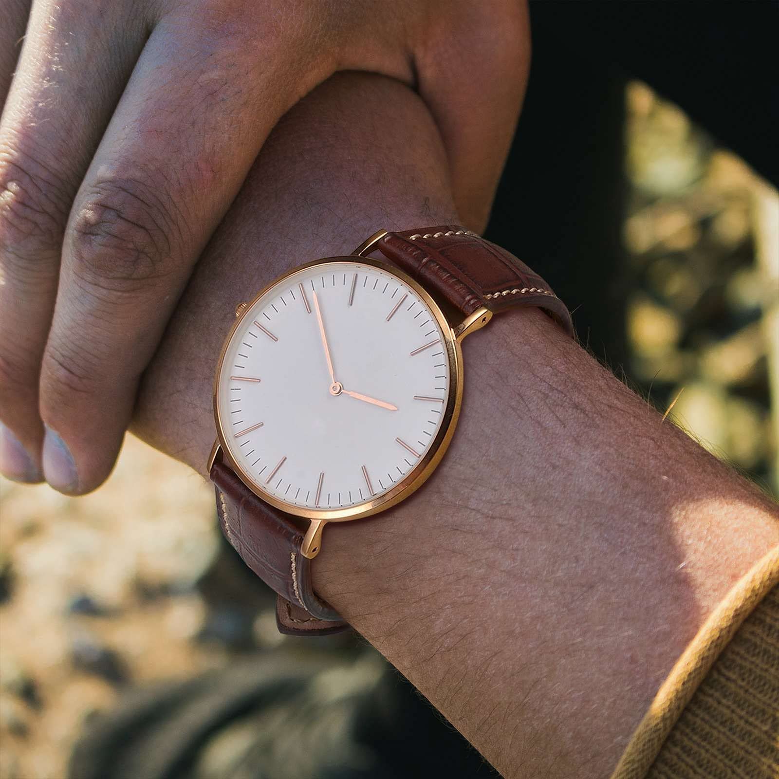 18mm クロコダイル型押し イタリアンカーフレザー 茶 クイックリリース 新品 WOCCI]本革時計バンド14mm 18mm 19mm 20mm 21mm 22mm イタリアンレザー