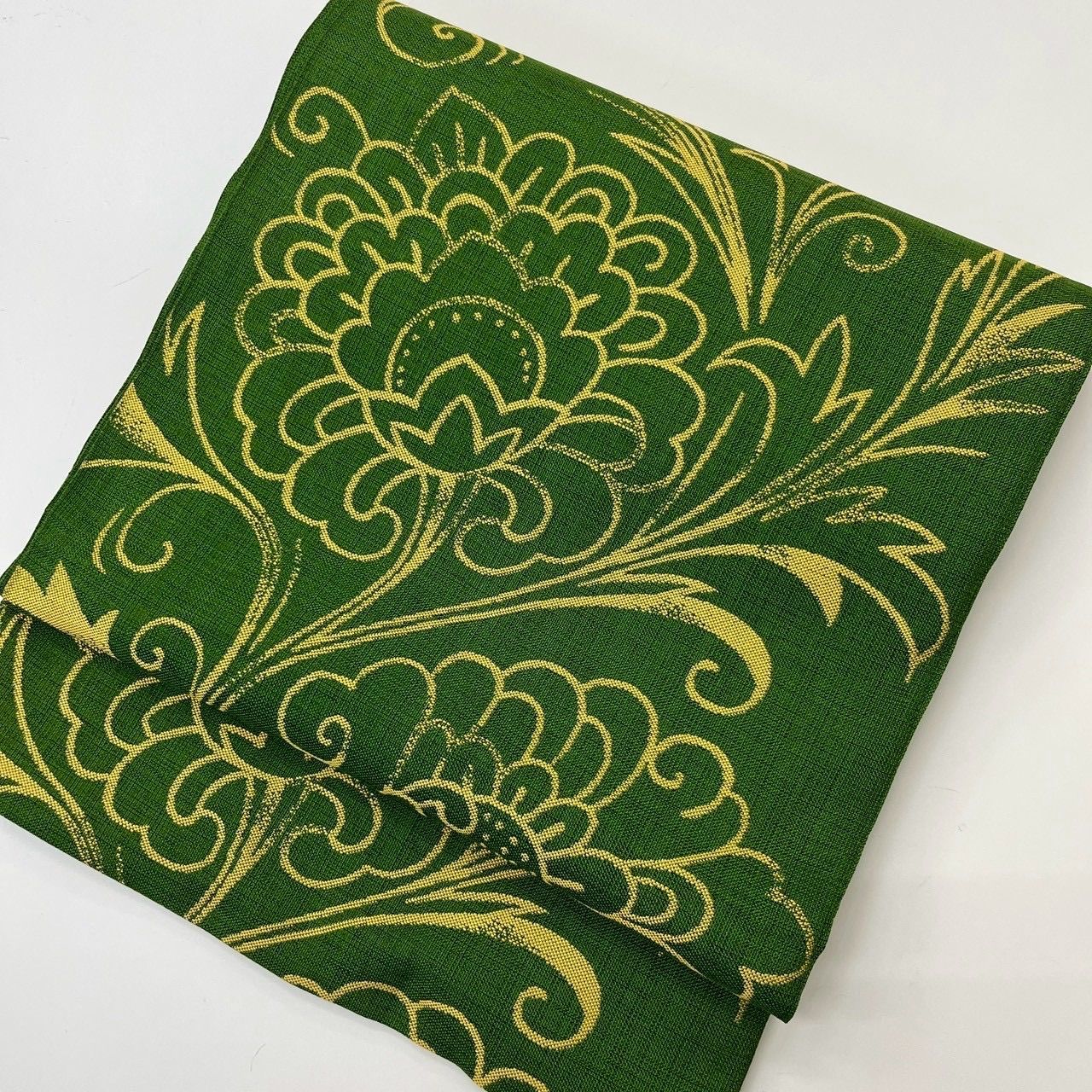 正絹　洒落袋帯　流線 KENZO氏デザイン 壺垂れ モードな袋帯 正絹六通柄 未使用未仕立て 値札