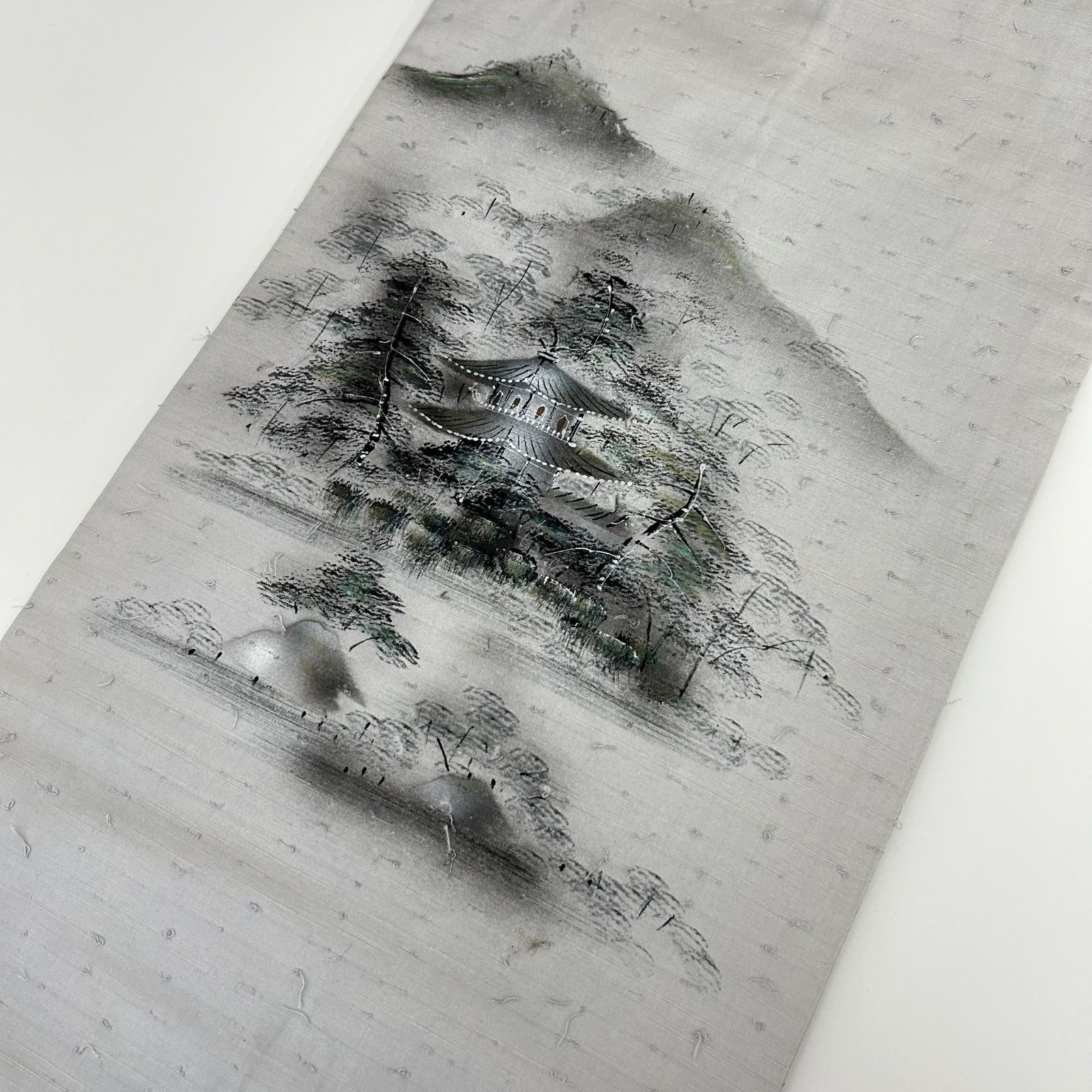 名古屋帯 正絹 作家物 水墨 風景画 髭紬 九寸 MA-185 - メルカリ