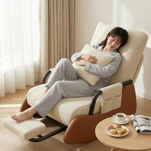 迅速に発送】ロッキングチェア リクライニングチェア オットマン付き