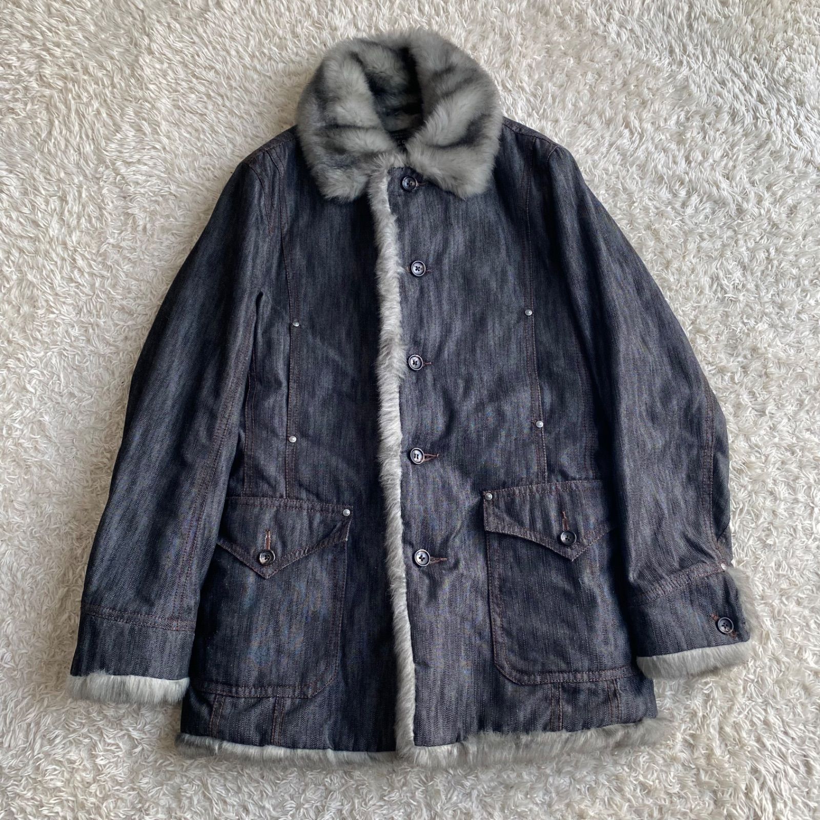 ニコル ファージャケット grunge 平成ギャル お兄系 未使用級！NICOLE CLUB FOR MEN ニコル デニム ファージャケット y2k