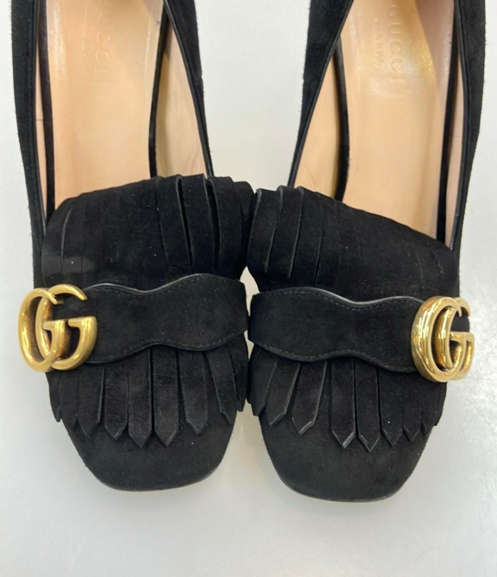 極美品GUCCIグッチGGマーモントエンブロミッドヒールパンプス黒37 1/2 グッチ GGマーモントヒールパンプス レディース SIZE 37 (24cm) GUCCI