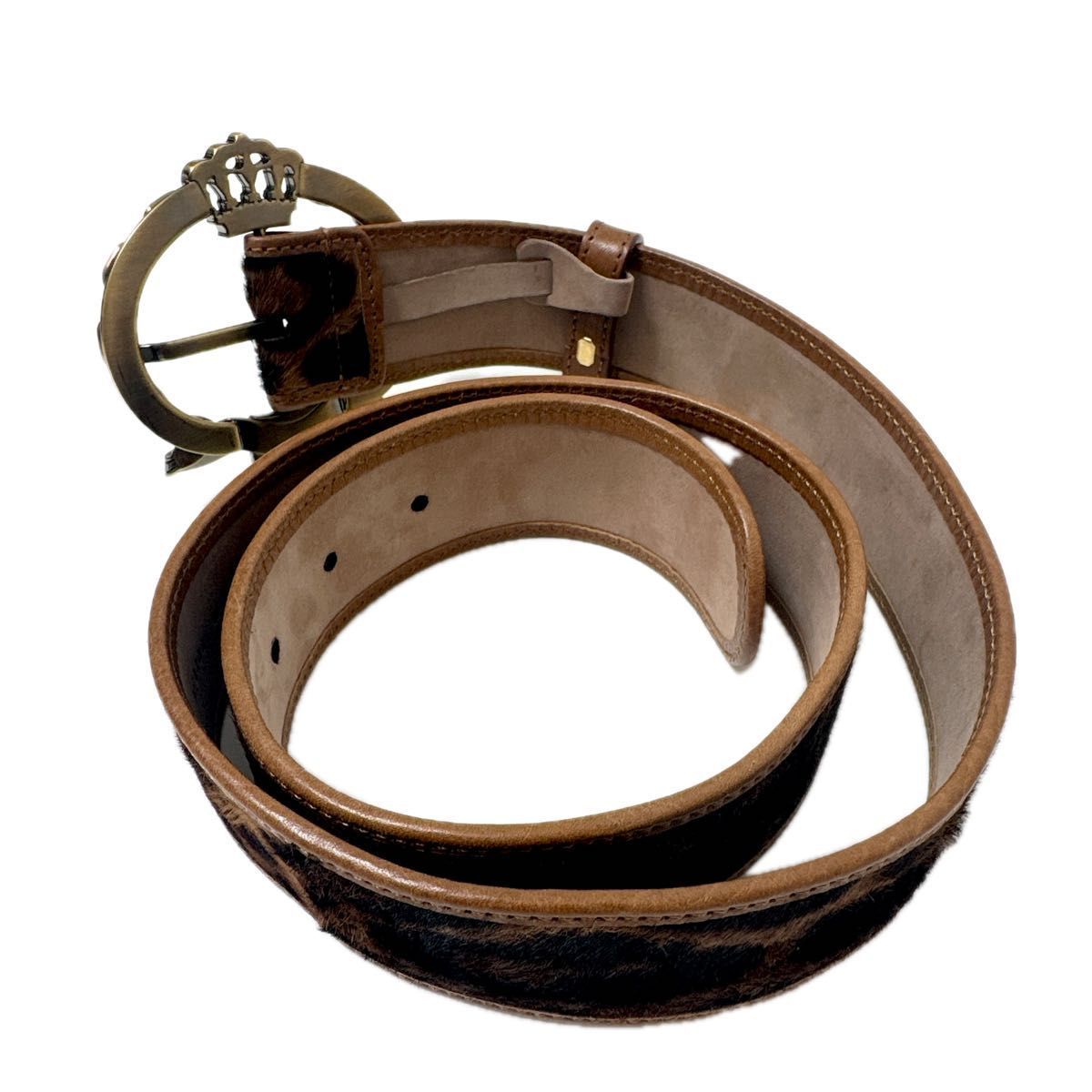 DOLCE&GABBANA ハラコ レオパード ベルト D&G ヒョウ柄 ガッバーナ