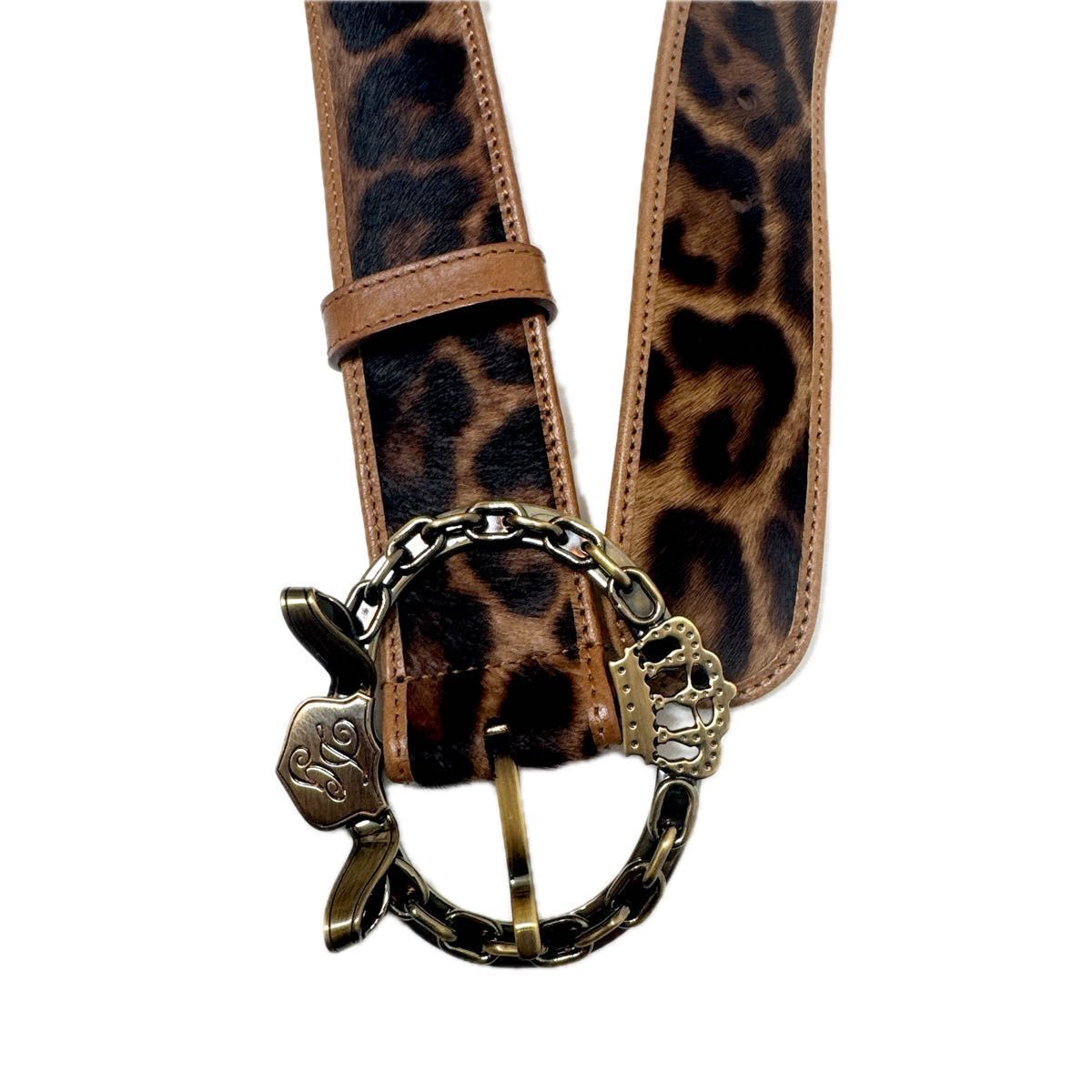 DOLCE&GABBANA ハラコ レオパード ベルト D&G ヒョウ柄 ガッバーナ