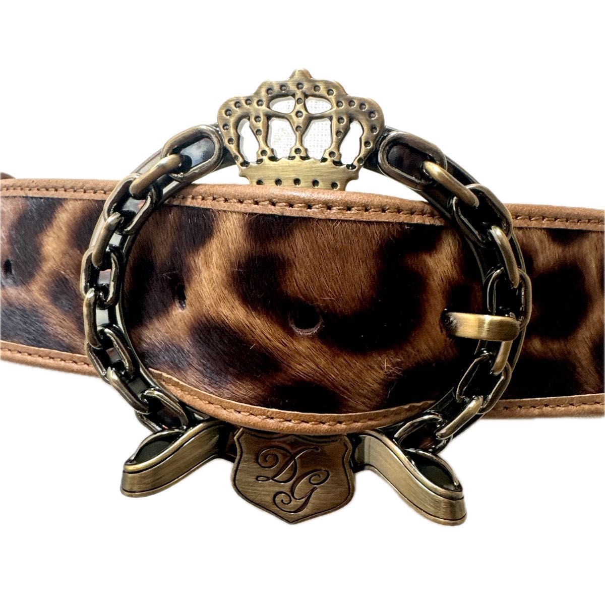 DOLCE&GABBANA ハラコ レオパード ベルト D&G ヒョウ柄 ガッバーナ