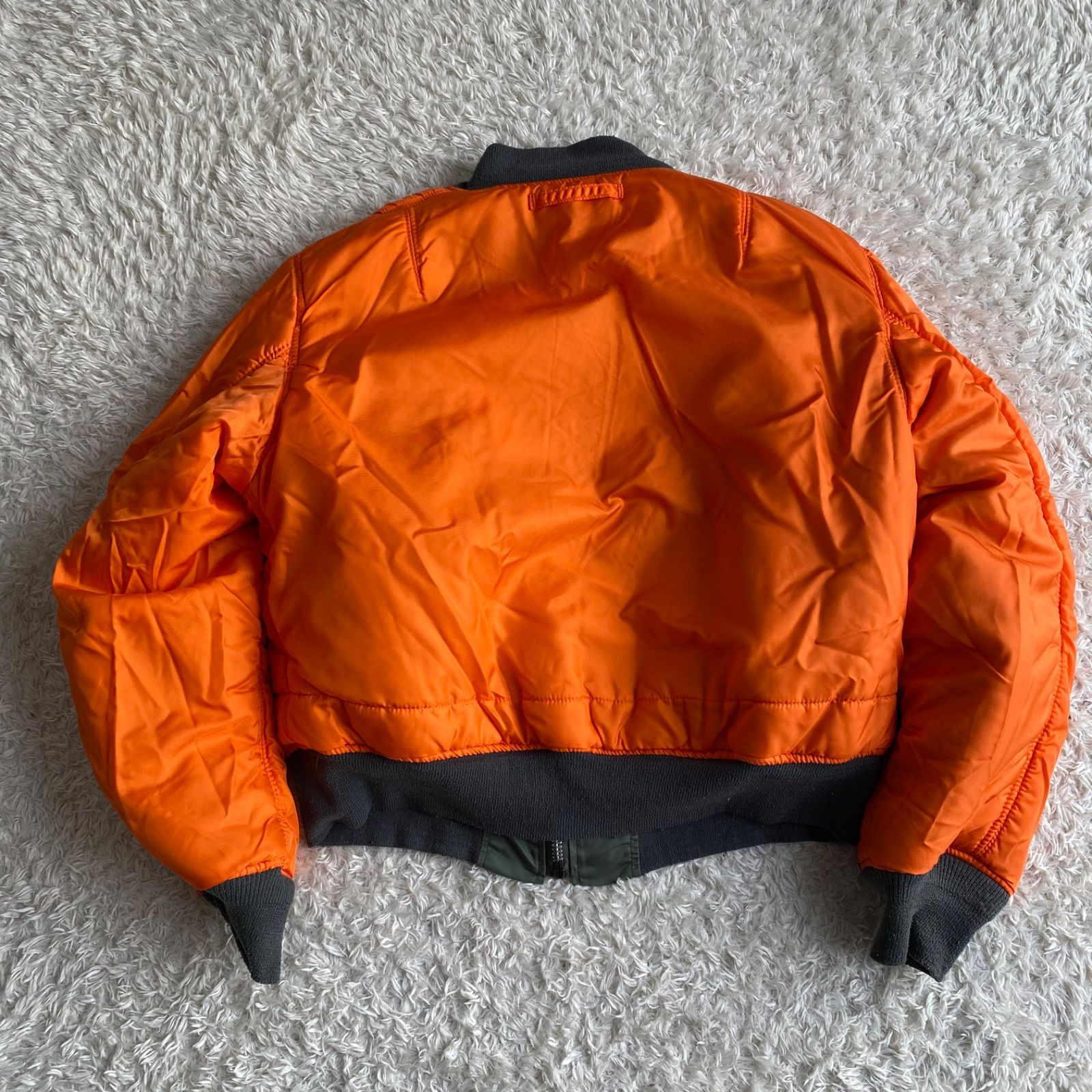 90s USA製 ALPHA アルファ MA-1 フライトジャケット バック刺繍ロゴ