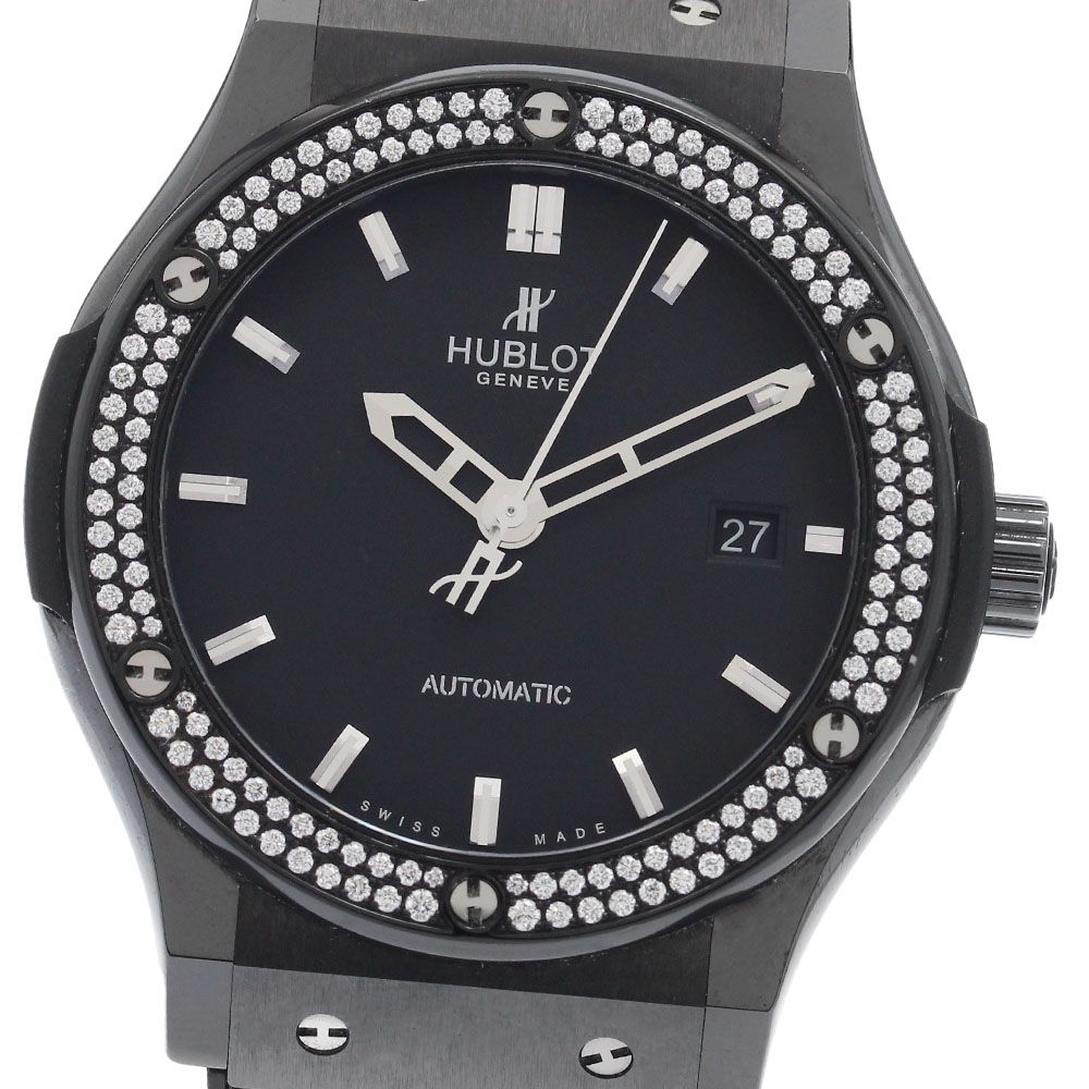 ウブロ HUBLOT 542.CM.1170.LR.1104 クラシック フュージョン ブラックマジック ダイヤベゼル 自動巻き メンズ 保証書付き_938488 ウブロ HUBLOT 542.CM.1170.LR.1104 クラシック フュージョン ブラック