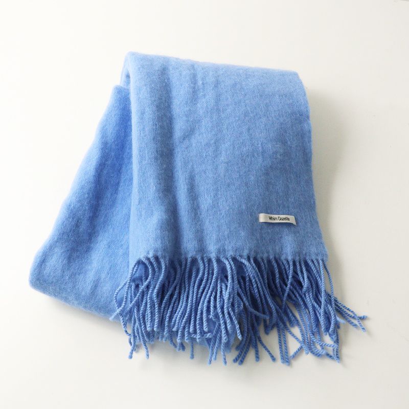 定価3.1万 2023AW ウィムガゼット Whim Gazette ビッグウールストール F＼ブルー ショール フリンジ マフラー【2400014793864】 定価3.1万 2023AW ウィムガゼット Whim Gazette ビッグウールストール