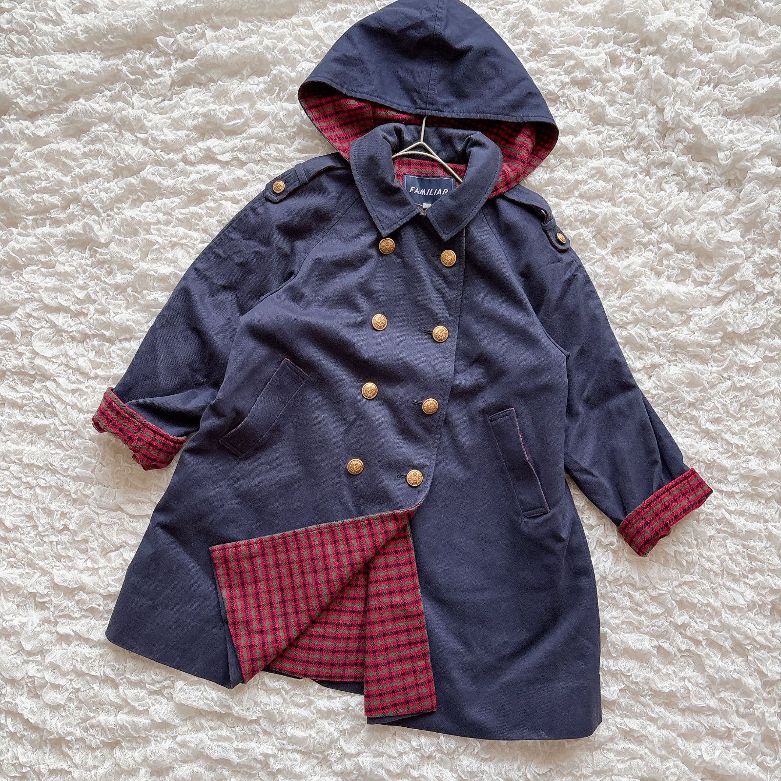美品　希少　ファミリア　金ボタン　コート　120 ファミリア 希少 familiar ネイビー コート 金ボタン レア レトロ 希少