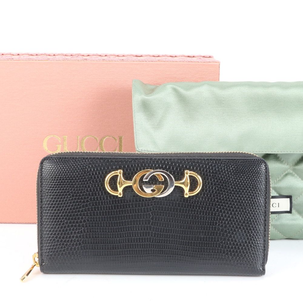 極美品 グッチ ズゥミ リザード エンボス レザー 570661 長財布 ロング