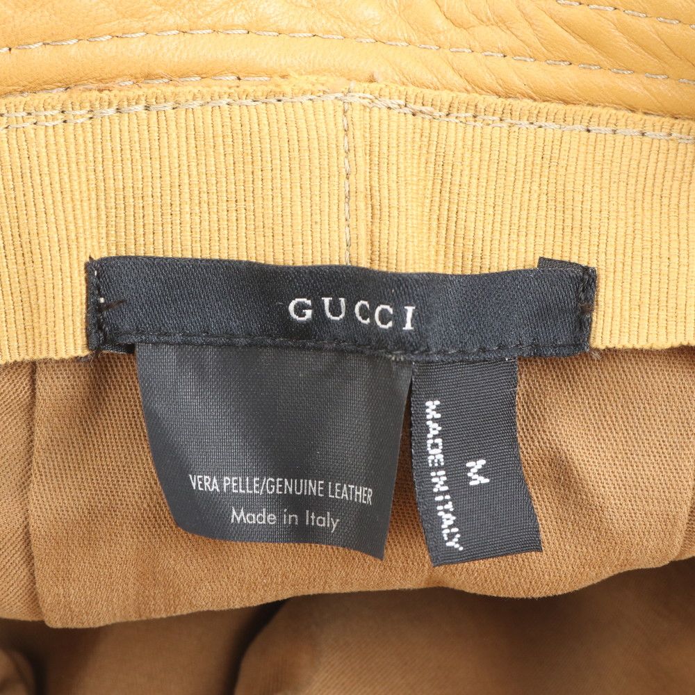 グッチ シェリー ライン レザー バケット ハット バケハ M 帽子