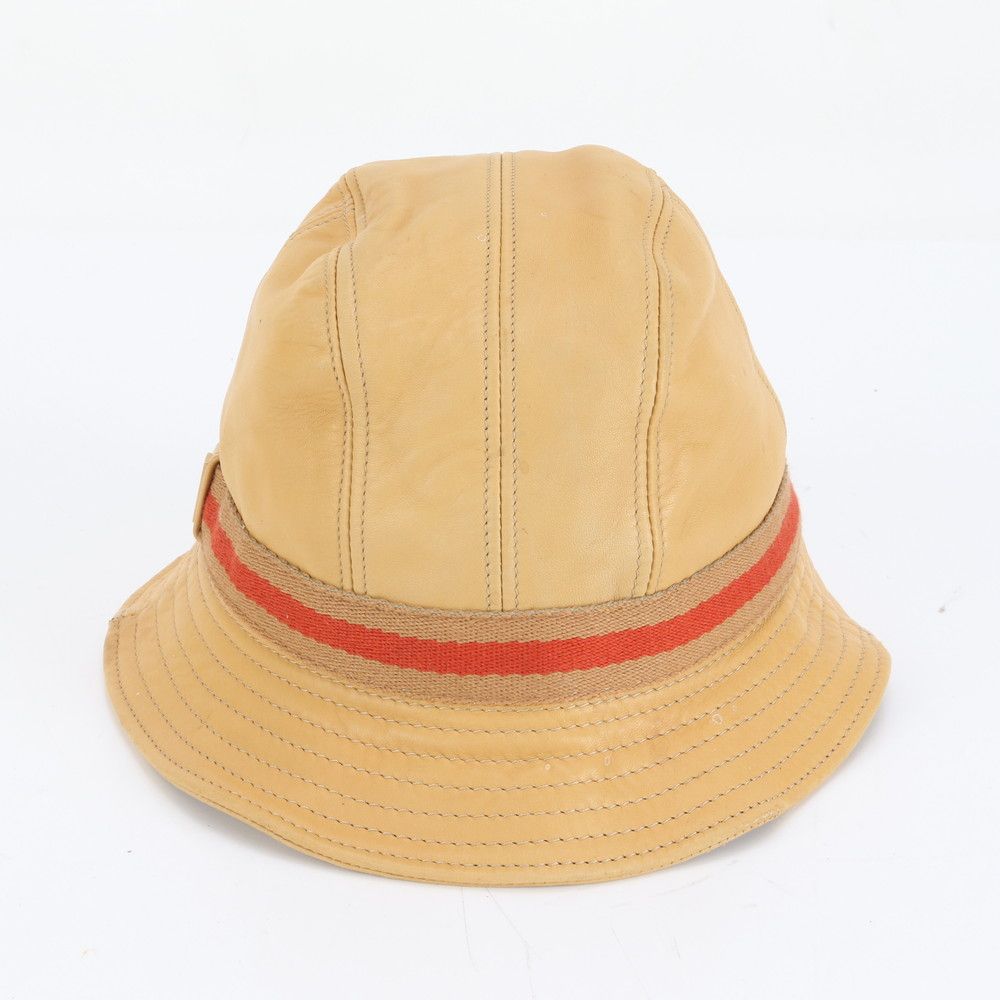 グッチ シェリー ライン レザー バケット ハット バケハ M 帽子