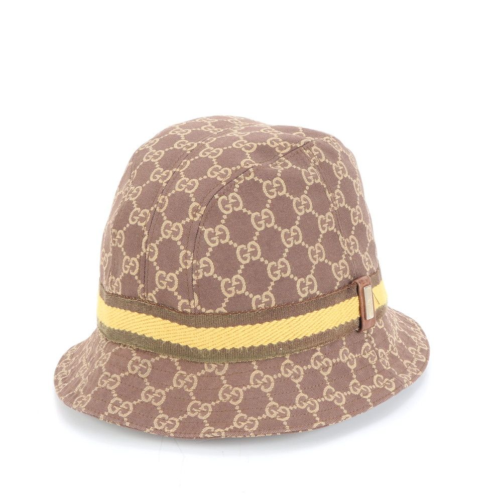 美品 グッチ GG キャンバス バケット ハット バケハ 帽子 ファッション