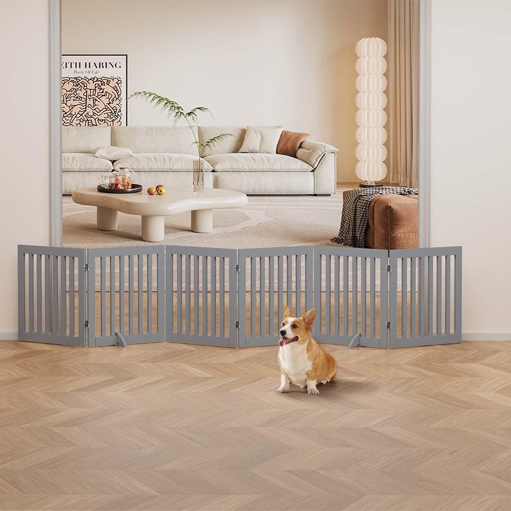 新品 unipaws ペットゲート 置くだけ簡単 木製 折りたたみ式 伸縮可能