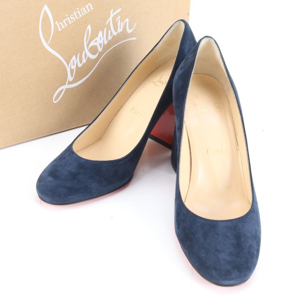 極美品 クリスチャンルブタン レザー ヒール パンプス 35 1/2 靴