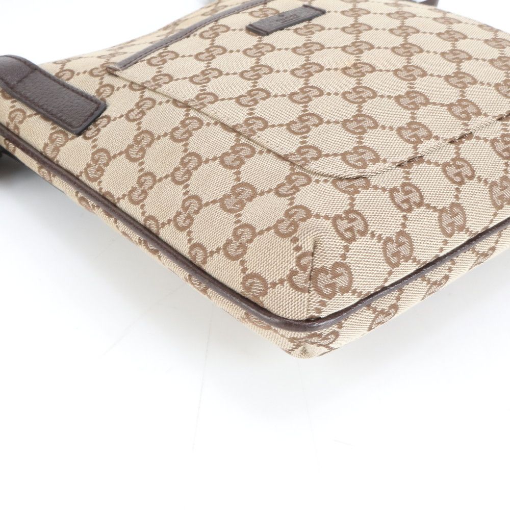 極美品 グッチ GG キャンバス 122798 レザー ショルダーバッグ 斜め