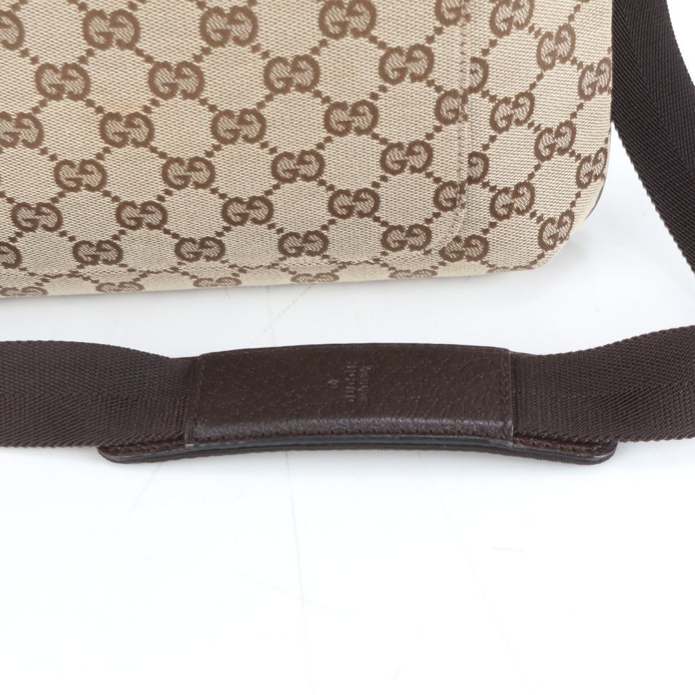 極美品 グッチ GG キャンバス 122798 レザー ショルダーバッグ 斜め