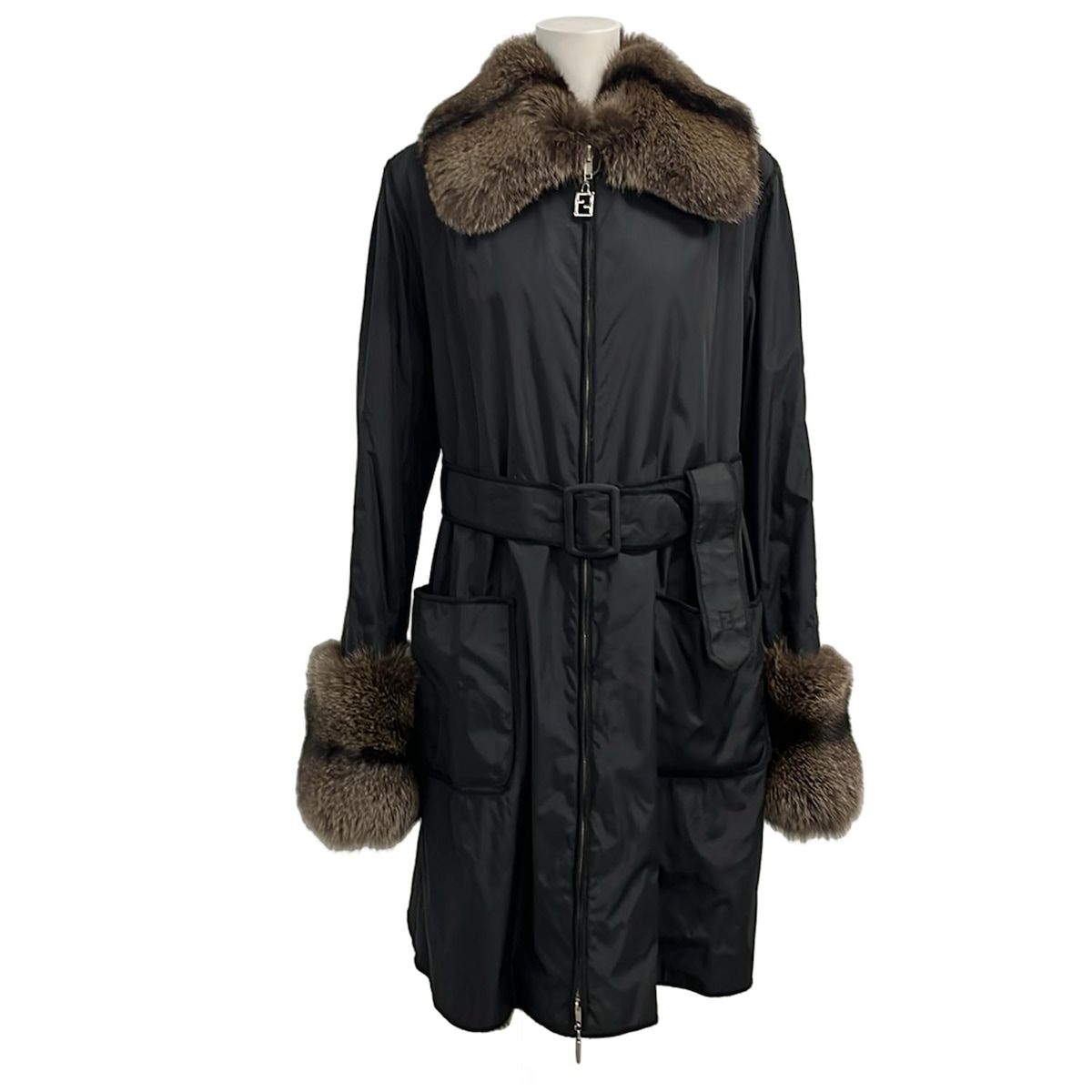 FENDI(フェンディ) コート レディース - ダークブラウン×黒 ロング