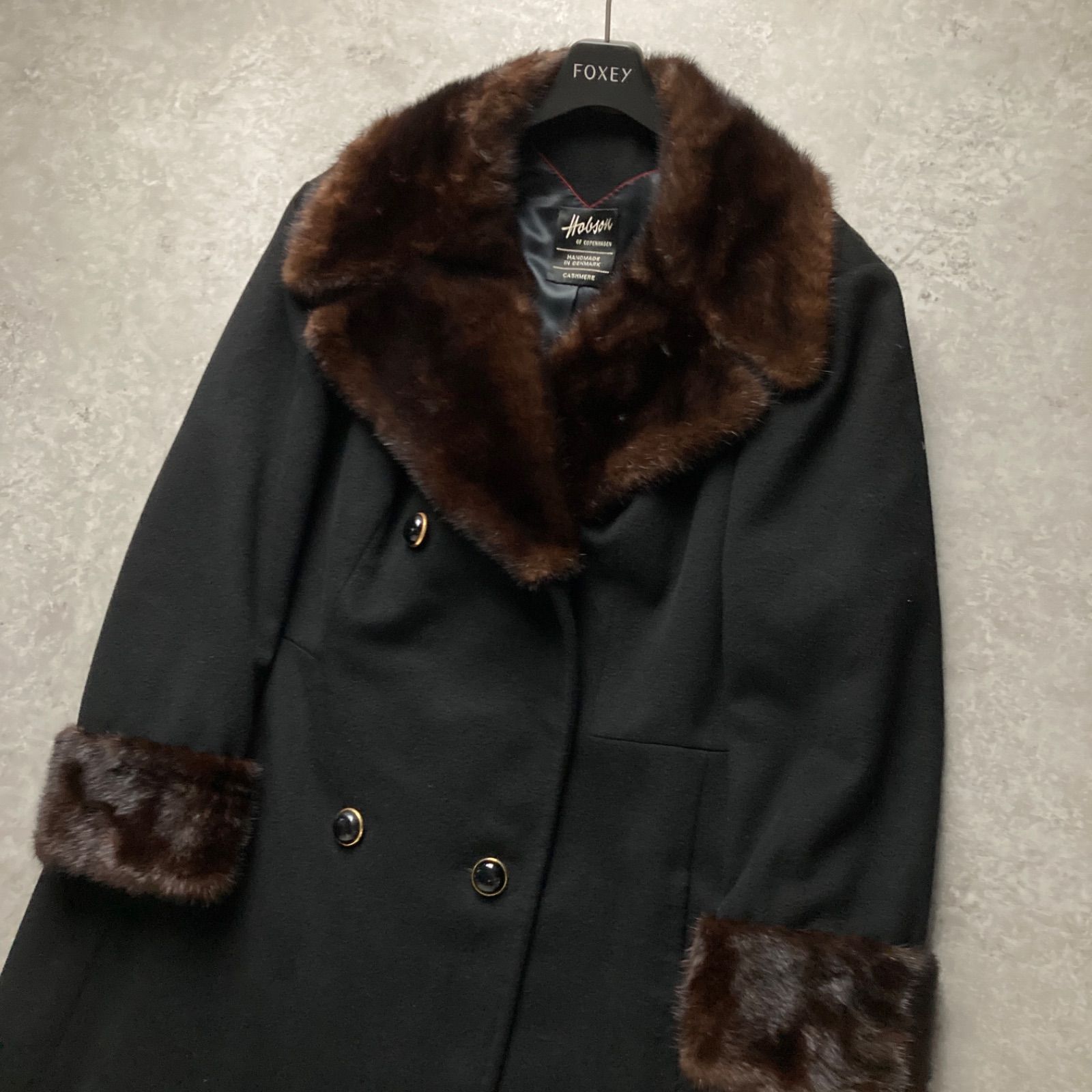 ホブソン Hobson 高級 カシミヤ100% ピュアカシミヤ ミンクファー