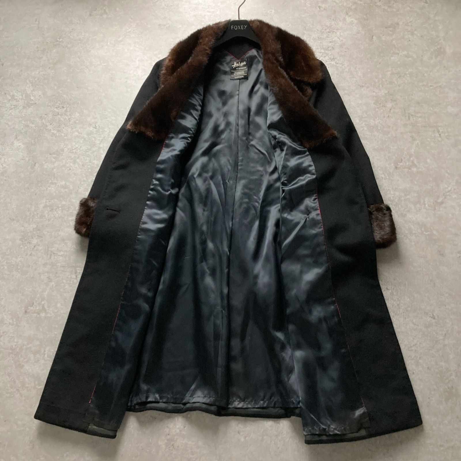 ホブソン Hobson 高級 カシミヤ100% ピュアカシミヤ ミンクファー