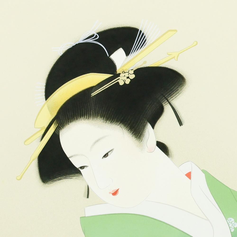 真作】【WISH】上村松園「新秋」シルクスクリーン 10号 上村淳之監修