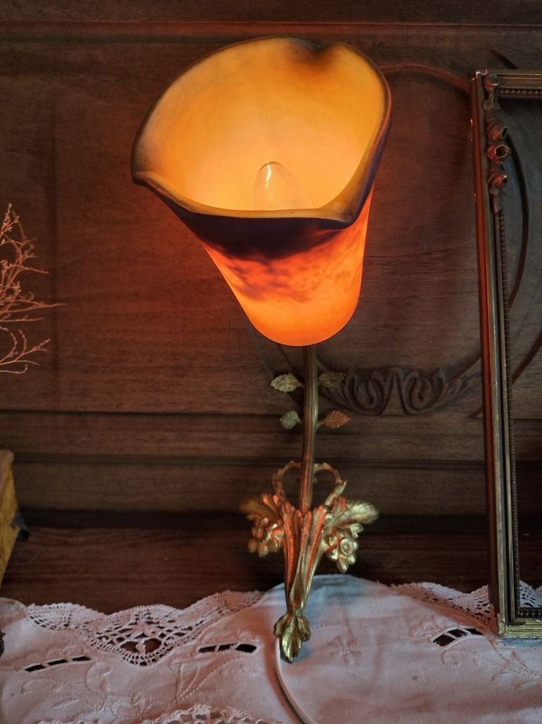 フランス アンティーク 壁かけ ブロンズ ランプ 装飾 ガラスシェード