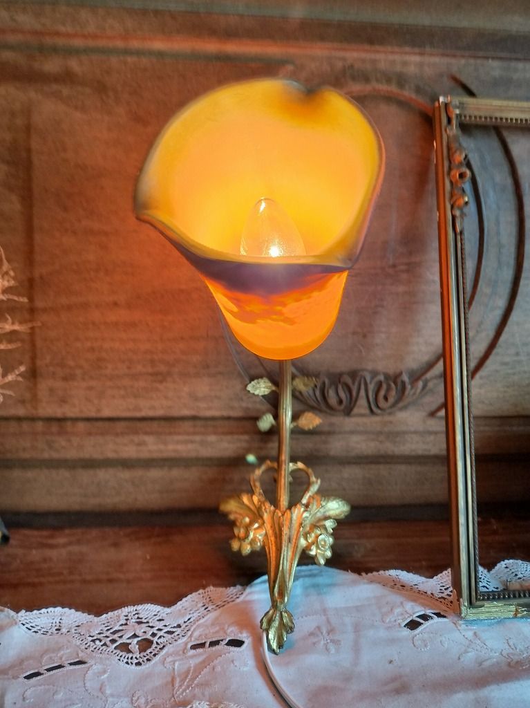 フランス アンティーク 壁かけ ブロンズ ランプ 装飾 ガラスシェード