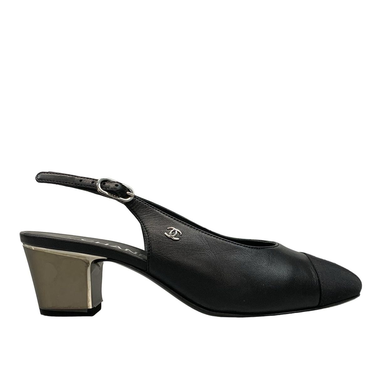 CHANEL(シャネル) サンダル 35 1/2 C スリングバック シューズ 黒 ココ