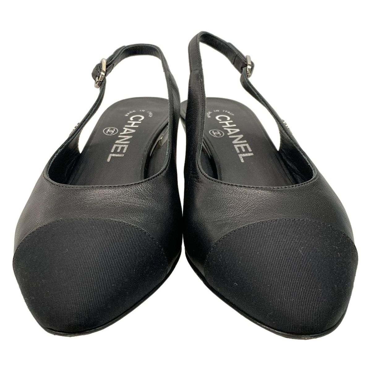 CHANEL(シャネル) サンダル 35 1/2 C スリングバック シューズ 黒 ココ