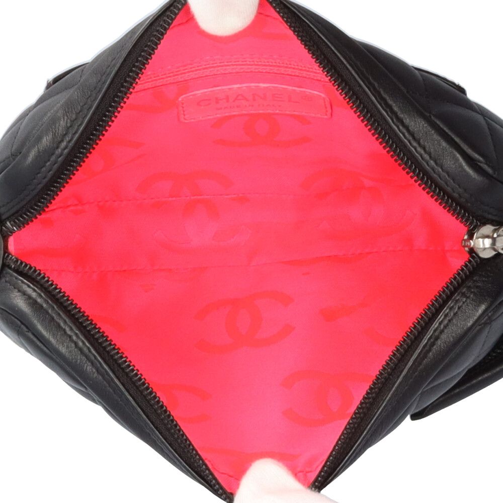 シャネル アクセサリーポーチ カンボン ショルダーバッグ レザー