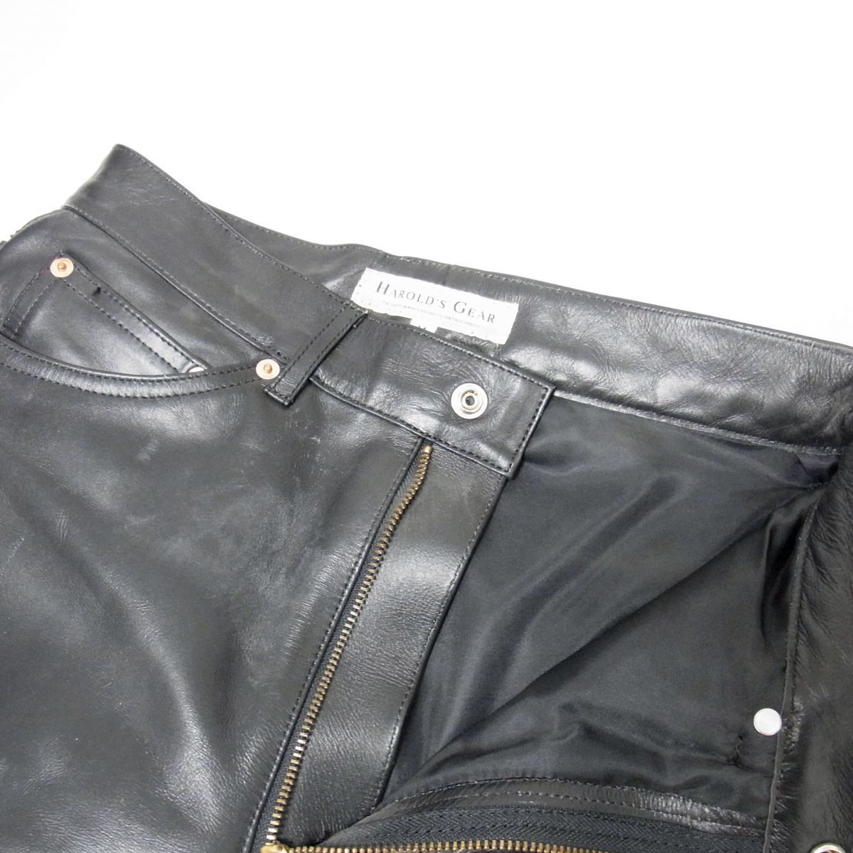 HAROLD`S GEAR　ハロルズギア　レザーパンツ　Mサイズ HAROLD'S GEAR ハロルズギア 本革 肉厚レザーパンツ ストレートボトム