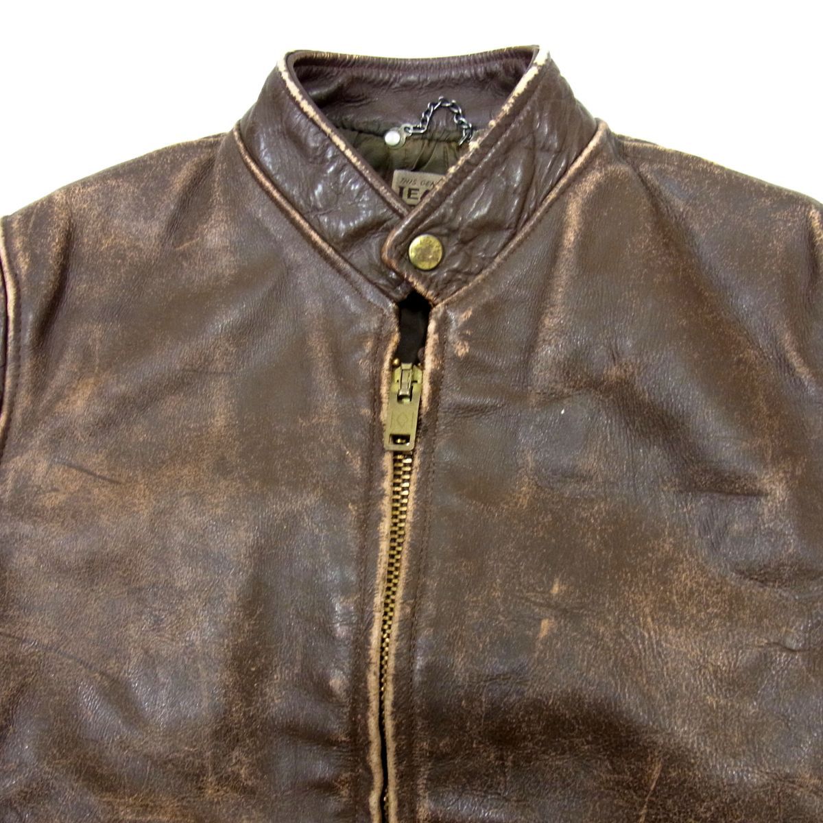 希少レア 60s～70s ヴィンテージ 五角形 TALONジップ シングル レザー