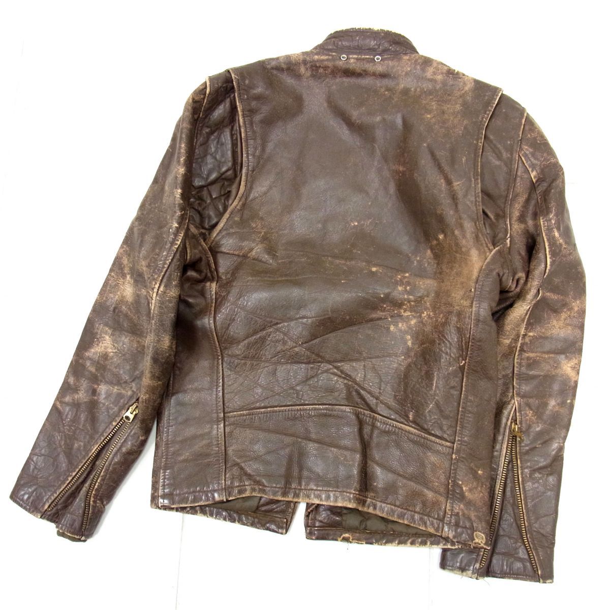 希少レア 60s～70s ヴィンテージ 五角形 TALONジップ シングル レザー