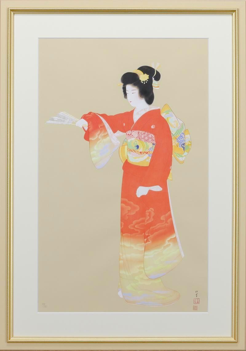 【最終値下げ】美品 上村松園「新螢」複製画 上村淳之監修 彩美版 証明シール有 真作】【WISH】上村松園「序の舞」ミクスドメディア 約20号 大作 上村