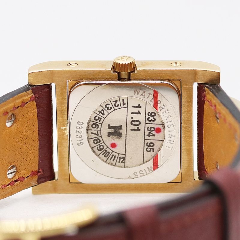 良品 保/箱付 稼働 エルメス メドール 632319 QZ 〇X刻印 白文字盤