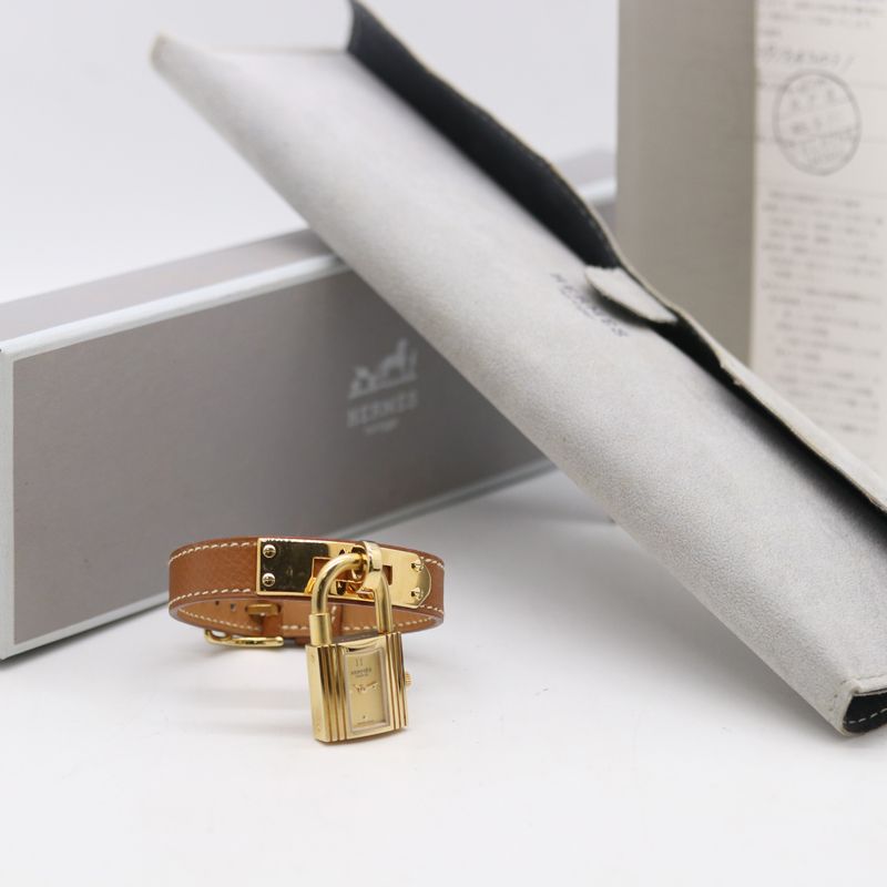 良品 保/箱付 稼働 エルメス ケリーウォッチ 729207 QZ ゴールド文字盤