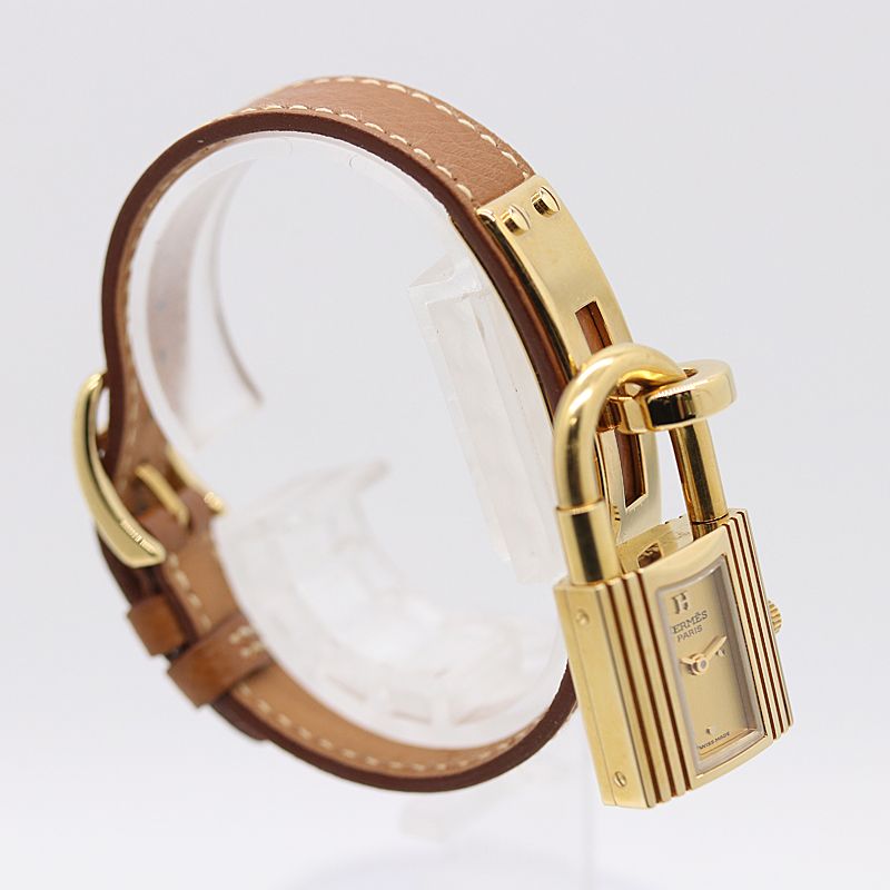 良品 保/箱付 稼働 エルメス ケリーウォッチ 729207 QZ ゴールド文字盤