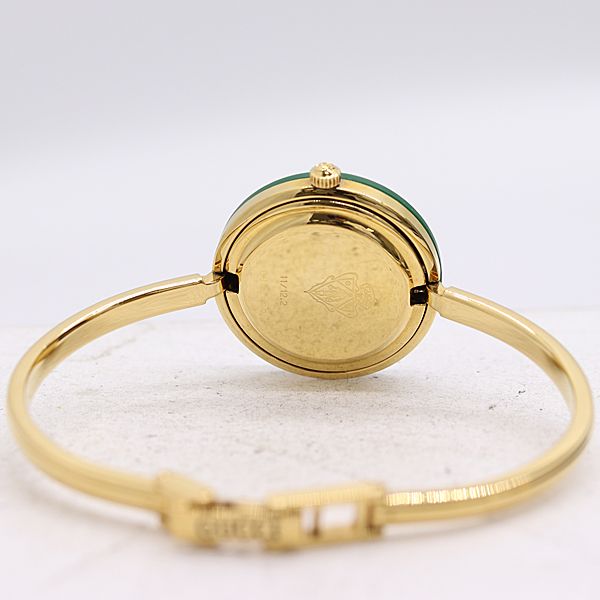 美品 稼働 箱付 グッチ チェンジベゼル QZ ホワイト文字盤 レディース