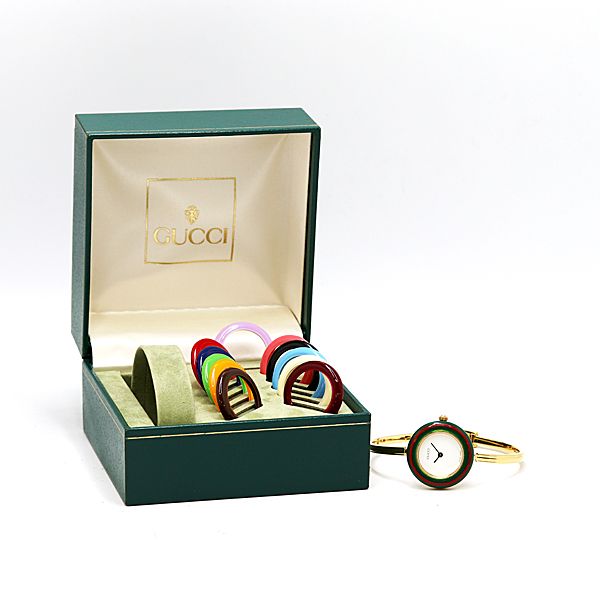 良品 箱付 稼働 グッチ チェンジベゼル 11/12.2 QZ ホワイト文字盤