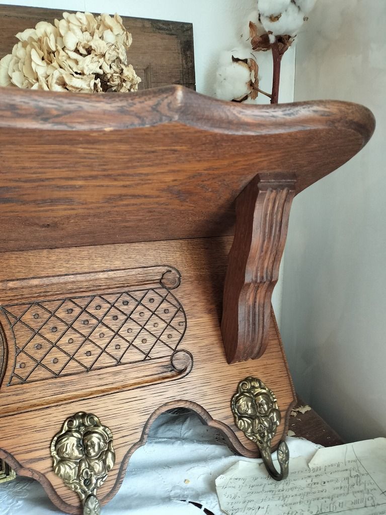 フランス アンティーク 木製 フック付きウォールラック 美品 - メルカリ