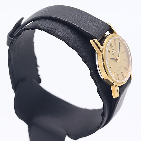 良品 稼働 オメガ デビル 手巻き ゴールド文字盤 レディース腕時計
