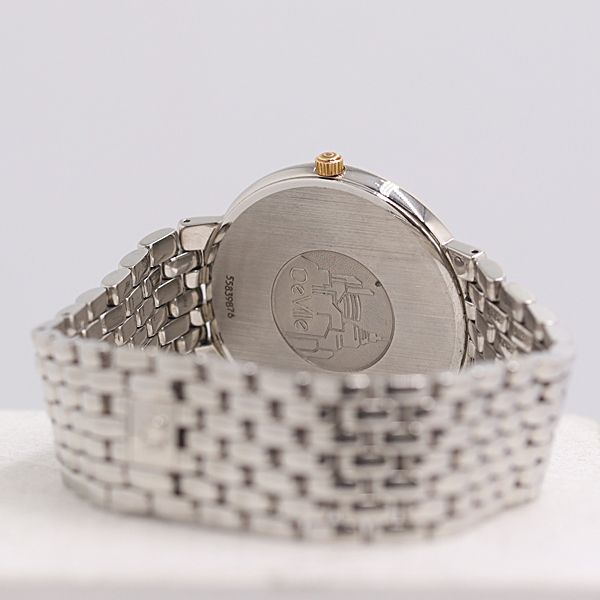 美品 稼働 オメガ デビル SS/GP QZ ゴールド文字盤 メンズ腕時計