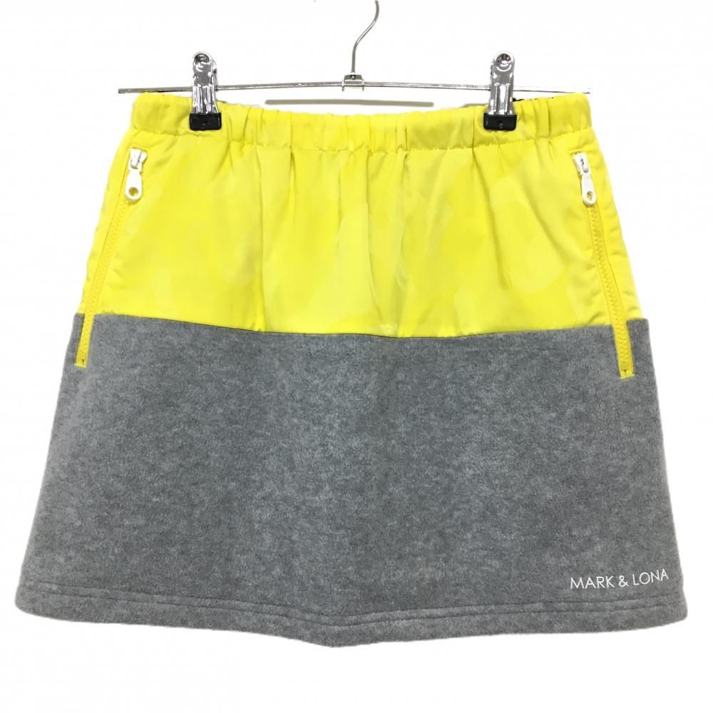 MARK&LONA マークアンドロナ　中綿入り　スカート ゴルフ　レディース 美品】マークアンドロナ 中綿スカート イエロー×グレー 上部迷彩