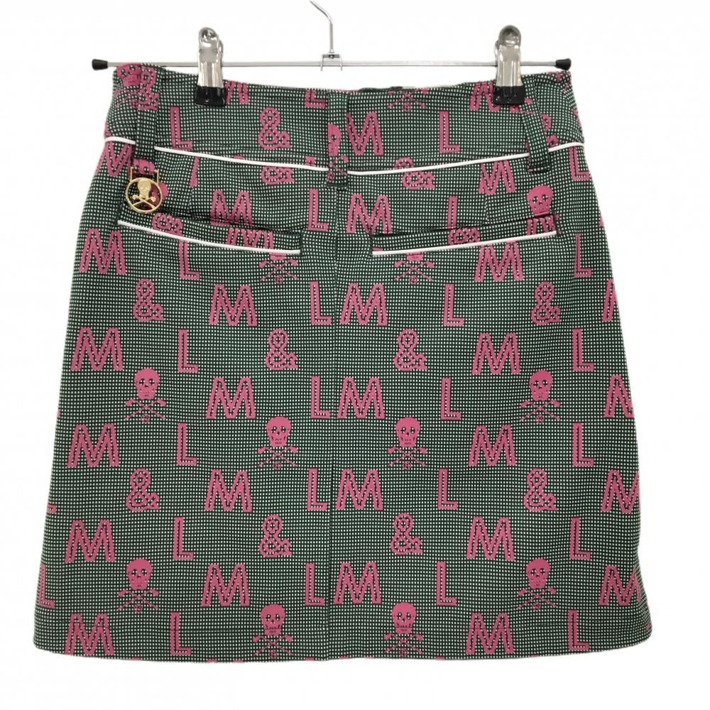 超美品】マークアンドロナ スカート ダークグリーン×ピンク ロゴ