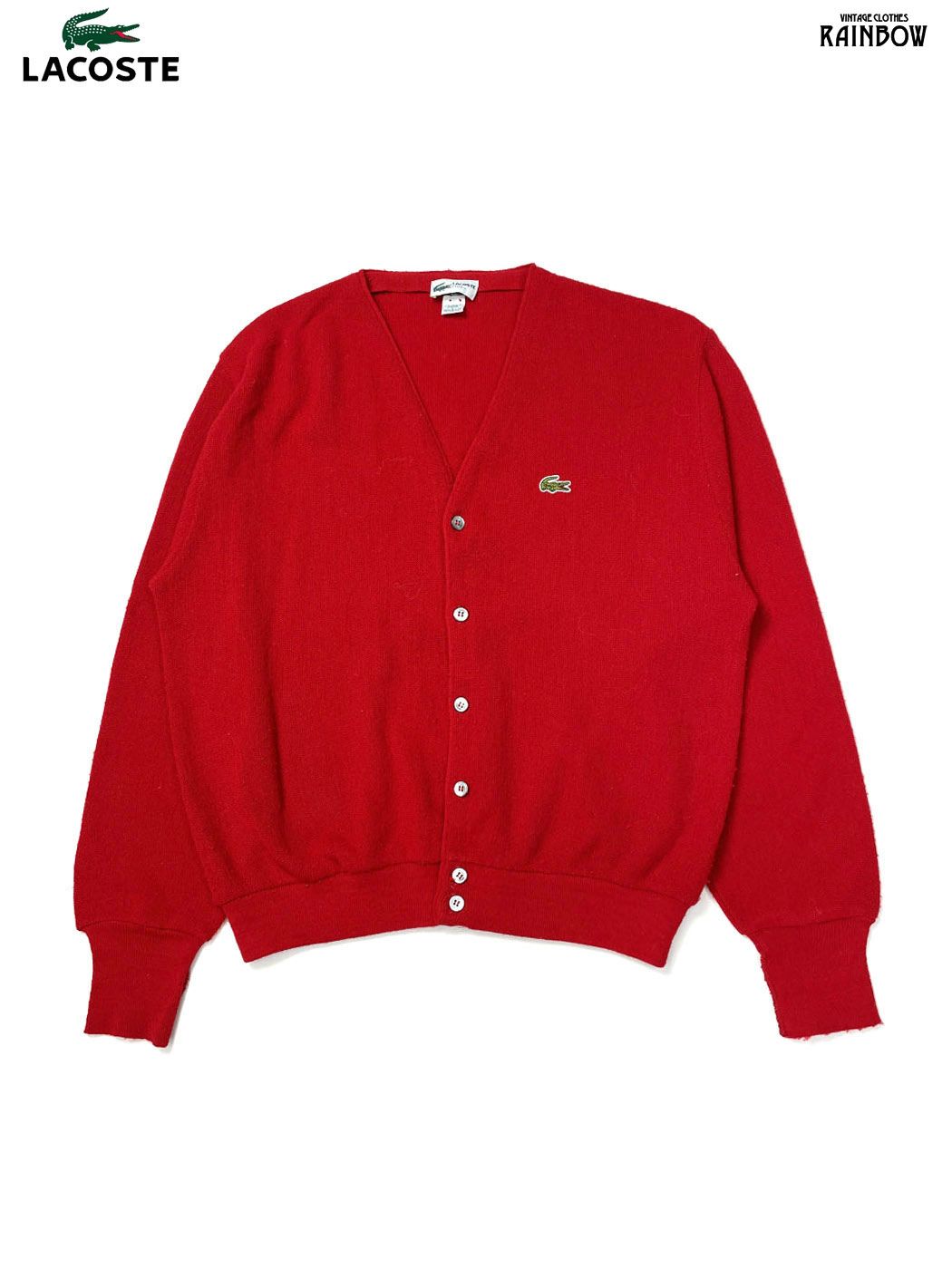 古着 LACOSTE ラコステ アメリカ製 無地 ワンポイント コットン 長袖
