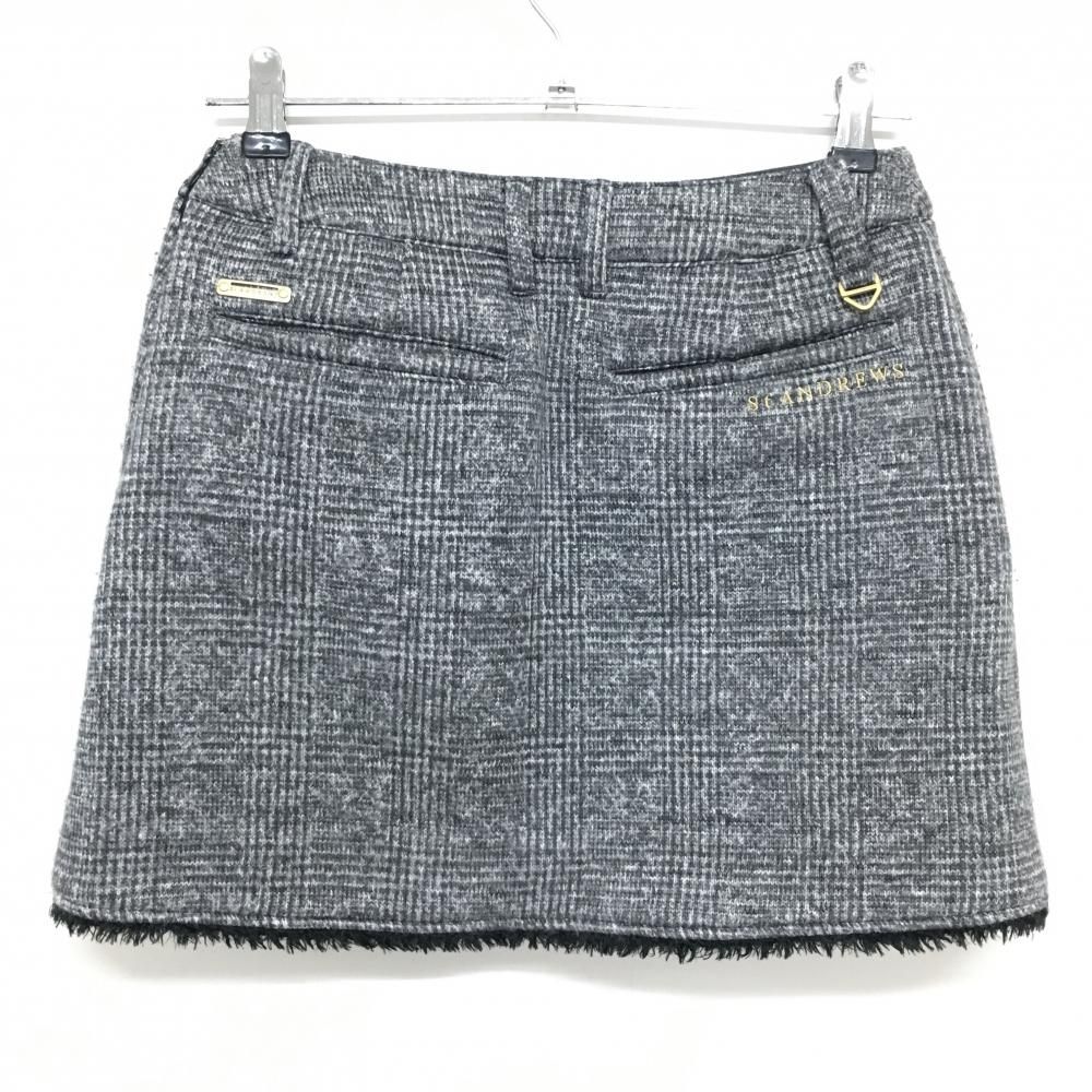 セントアンドリュース スカート グレー×白 チェック柄 縁ボア 裏地付き