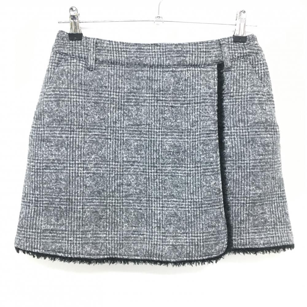 セントアンドリュース スカート グレー×白 チェック柄 縁ボア 裏地付き