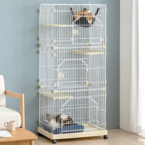 タンスのゲン 猫ケージ 3段 ハンモック キャスター付き コンパクト