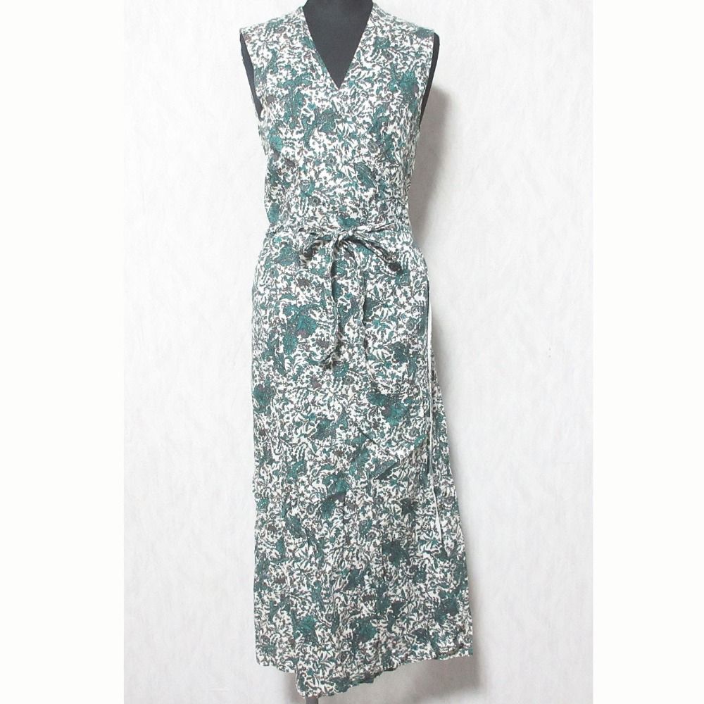 美品 plage プラージュ リネン100％ エスニックプリント ノースリーブ