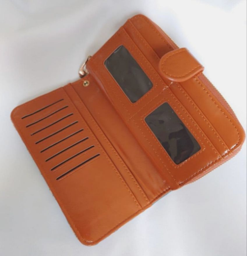 受注製作】anemone ライトブルー×ピンク ベルト付き長財布 ミナ